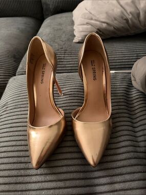 Call It Spring Metallic Rose Gold Pointed Toe Stiletto Pumps